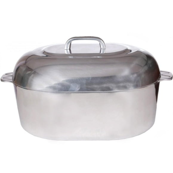 Cajun Batterie de Cuisine Rôtissoire en Aluminium avec Couvercle - Pot de Rôtissage de 15 Pouces - Facile à Nettoyer Batterie de Cuisine Ovale