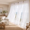 thumbnail image 4 of OVZME White Sheer Curtains 4 Panels 84 Inch Long, Rod Pocket Voile Sheer Wide Window Drapes for Sliding Door Living Room, 52x84 Inch Each Panel, 4 of 9