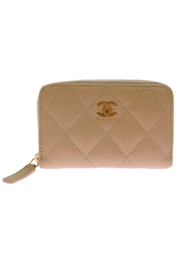 Pre-Owned Chanel Classic Zip Coin Purse, Women's Wallet/Coin Case, AP0216, Caviar Leather, Beige