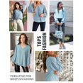 thumbnail image 2 of Aifer Womens Blouses and Tops Dressy Sexy V Neckline Chiffon Blouses Fashion Tops Blue Relaxed Fit Shirts Casual Holiday Going Out Summer Clothes, 2 of 5