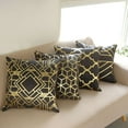 thumbnail image 5 of Efavormart Set Of 4 | 18" Black/Gold Foil Geometric Print Throw Pillow Covers, Velvet Square Sofa Cushion Covers, 5 of 11