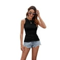 thumbnail image 6 of TEMOFON Women's Casual Ribbed Tank Tops Summer Basic High Neck Sleeveless Slim Fit Crop Tank Tops, 6 of 6