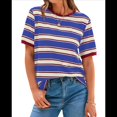 thumbnail image 2 of Camisetas de Corta con Bloques de Color A Rayas, Rojo Vino y Azul Oscuro XL, 2 of 7
