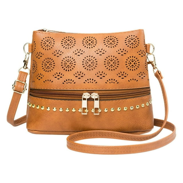 Women ‘S New Wild Front Zipper Punching Crossbody Messenger Shoulder Bag
