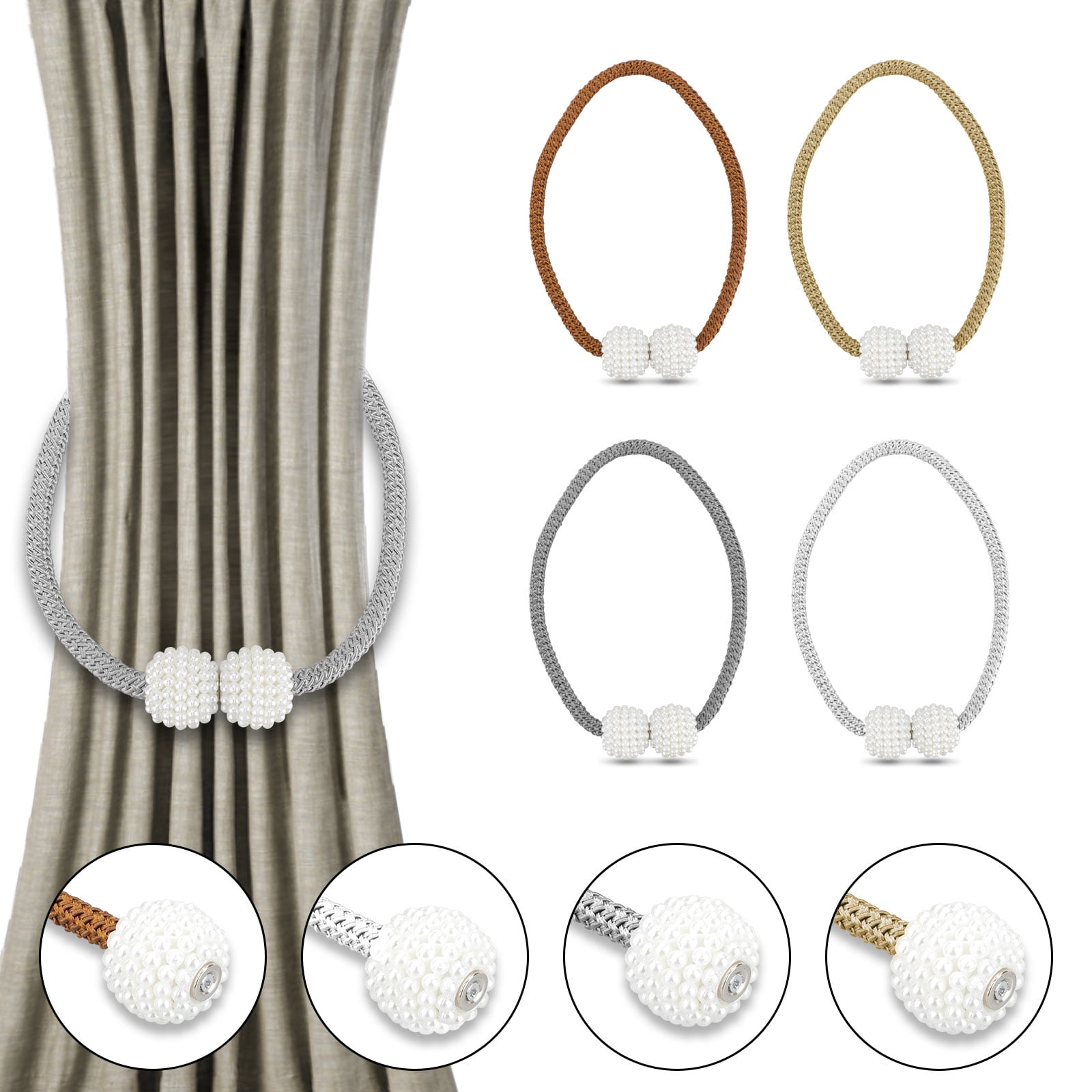 Curtain Tiebacks, 8/6/4/2PCS Decorative Curtain Tie Backs Buckle 18.5nch Strong