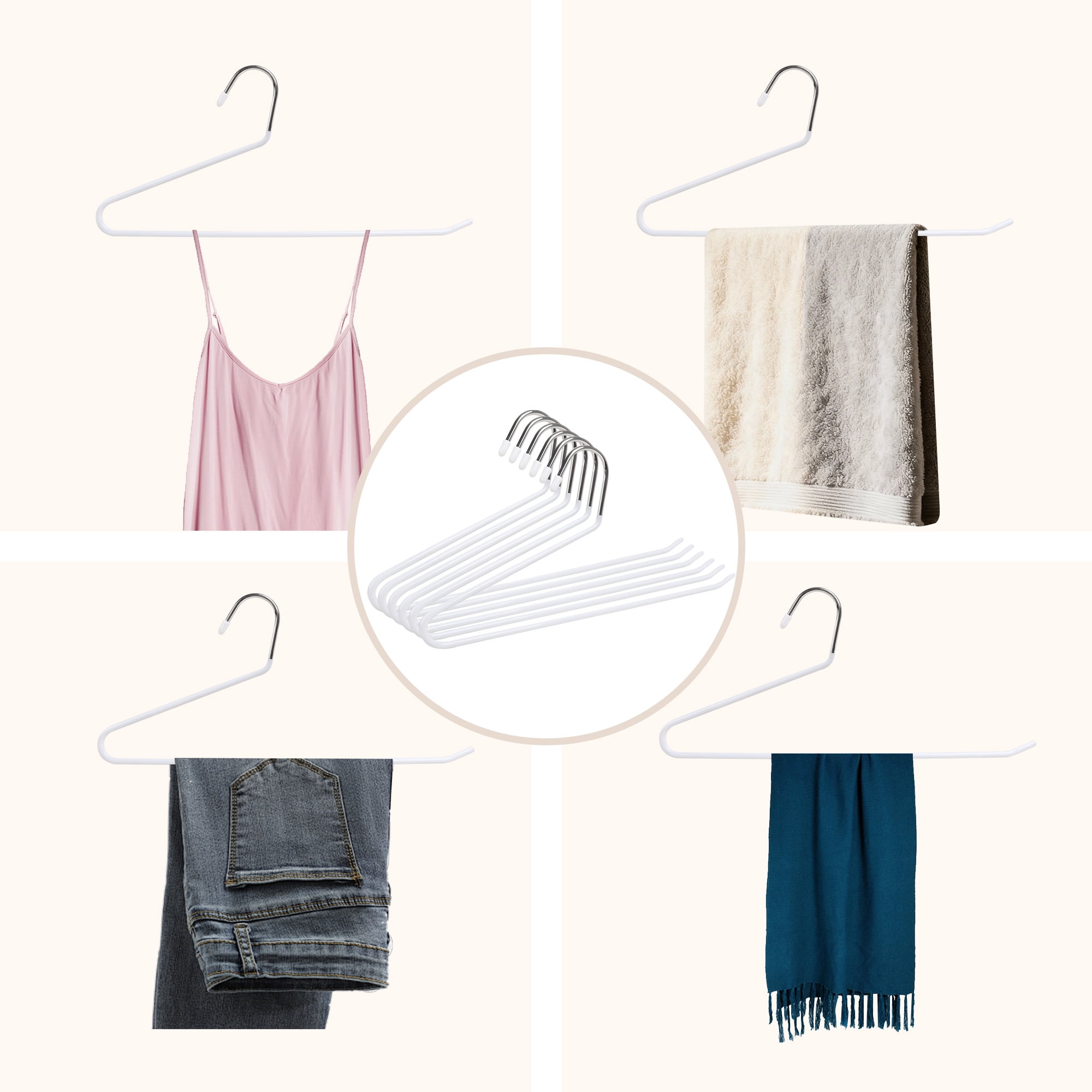 BP4U 24-Pack Open-Ended Metal Pants Hangers with Non-Slip Coated, Heavy Duty Space Saving Steel Towel & Scarf Hangers for Jeans, Trousers, Dresses & Bath Towels(White)