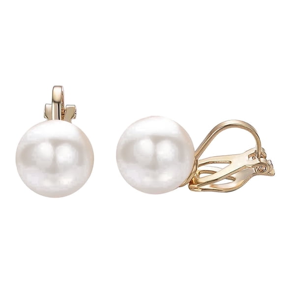 Yoursfs Tiny Pearl Clip on Earrings for Women Gold Plated Faux Pearl Earrings Clip on Non Painful Bridal Wedding Jewelry
