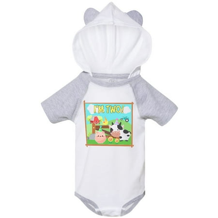 

Inktastic I m Two! Farm Animals Wearing Birthday Party Hats Gift Baby Boy or Baby Girl Bodysuit