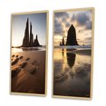 thumbnail image 3 of Designart "Time-Worn Rocks Sculpted by Sunset I" Beach & Ocean Framed Wall Art Set Of 2 - Coastal Brown Frame Gallery Set For Office Decor, 3 of 6