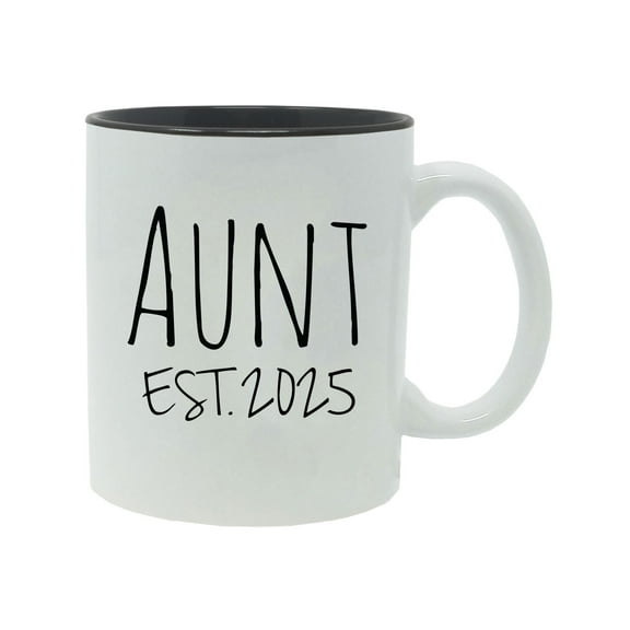 Aunt Established Est. 2025 11-Ounce Ceramic Sublimation Coffee Mug with Gift Box, Black