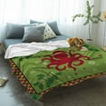 Christmas Coastal Fleece Blankets for Couch, Nautical Octopus Snowflake