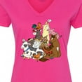 thumbnail image 4 of Inktastic Happy Farm Animals Women's V-Neck T-Shirt, 4 of 5
