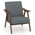thumbnail image 1 of Gymax Modern Accent Chair Leathaire Leisure Armchair w/ Rubber Wood Frame & Felt Pads Light Gray, 1 of 9