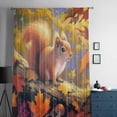 thumbnail image 5 of Fall Forest Squirrel Semi Sheer Curtains Drapes for Living Room, Bedroom, French Doors Window 84 Inches Long, Orange Maple Leaf Autumn Mushroom Rod Pocket Chiffon Curtain Drapery Voile Drape Panel, 5 of 6