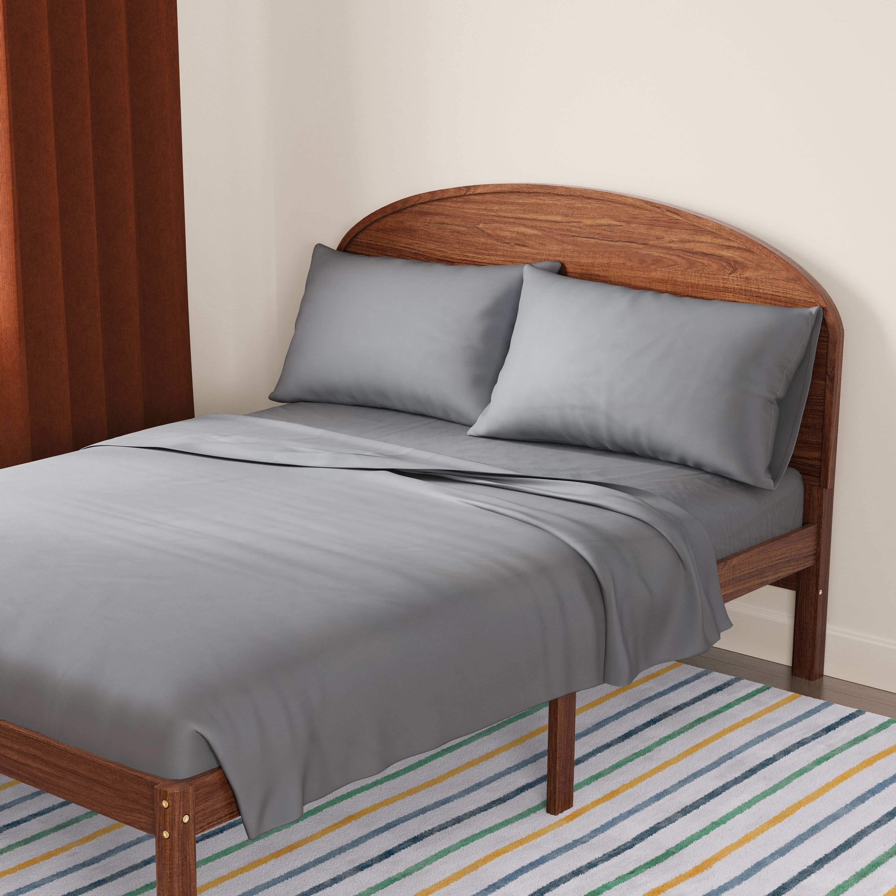 Mainstays Kids Microfiber Bed Sheet Set, Queen, Gray, 4 Pieces
