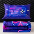 thumbnail image 2 of PERFEMET Boys Full Size Gaming Comforter Set Blue Video Game Bed Comforter Set for Teens Kids Gamer Bedding Set with Pillowcases Game Comtroller Quilt Set (Blue, Full), 2 of 6