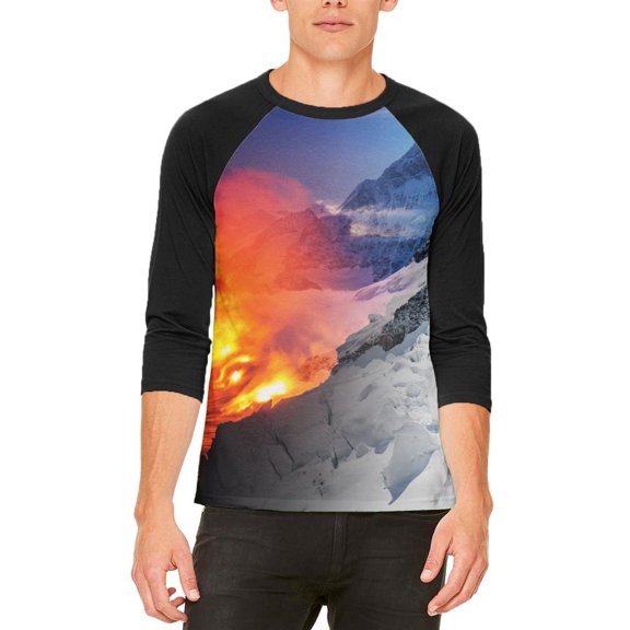 Extreme Nature Adventures Fire And Ice Mens Raglan T Shirt