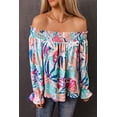 thumbnail image 2 of ABPHQTO Blusa de mujer con hombros descubiertos y estampado floral multicolor, 2 of 5