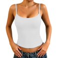 thumbnail image 2 of Ladies Camisole Tops with Built in Padding Adjustable Thin Straps Light Fabric Sleeveless Shirts for Daily Unlined Outer Wear Tank (White,2XL), 2 of 8