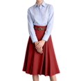 thumbnail image 3 of Jaimenalin Women'S High Waist A-Line Skirt Flared Midi Skirt Vinage Skirt with Belt Red L, 3 of 7