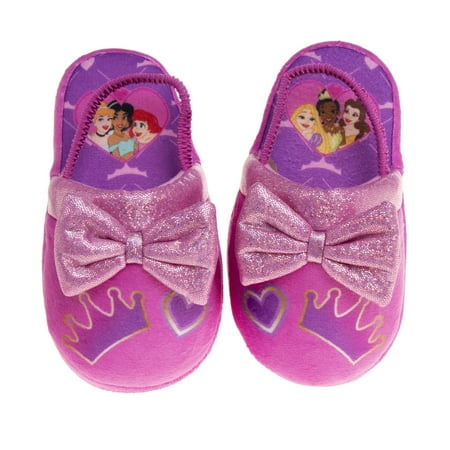 

Disney Princess Bows Tiaras and Hearts Toddler Girls Dual Sizes Slippers