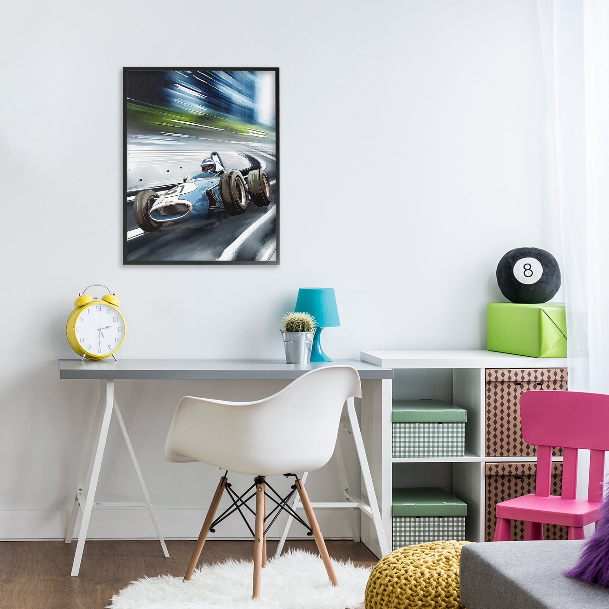 Stupell Industries Speeding Racecar Driver Black Framed Giclee Art, design by Christine Simpson Art