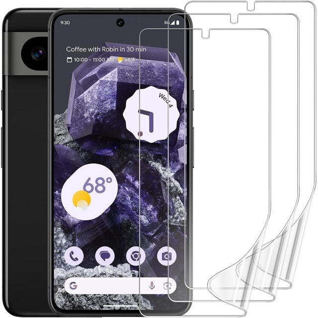 SHIQI-3 Pack Screen Protector Compatible for Google Pixel 8, HD Clear Flexible Soft TPU Hydrogel Protective Film Google Pixel 8 - Support Fingerprint Unlock, Self-Healing, High Sensitivity