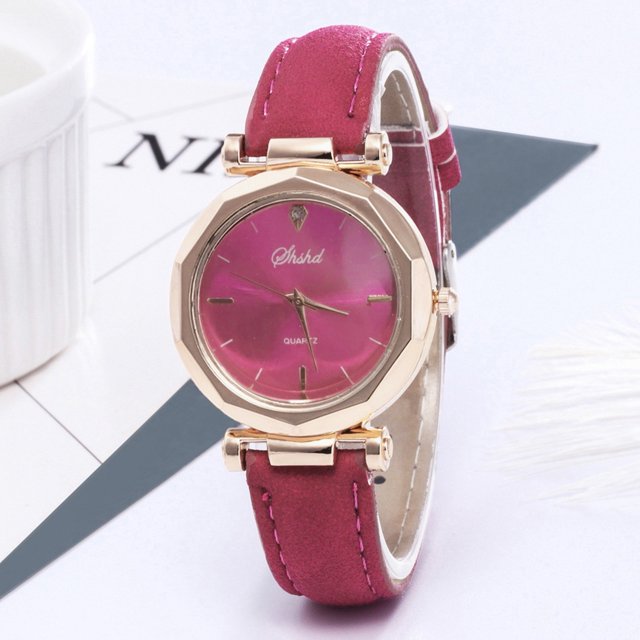 Price Down Sfonq Womens Watches Fashion Women Leather Casual Watch Luxury Analog Quartz Crystal Wristwatch Mothers Day Gift for Grilfriend,Hot Pink Buy 2 Save 10%