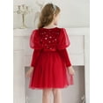 thumbnail image 2 of SILVERCELL 2-7T Toddler Baby Girls Christmas Velvet Dresses Casual Puff Sleeve Tulle Tutu Dress Sequins Stars Party Dresses, 2 of 9