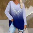 thumbnail image 5 of SETOOFF Plus Size Women Gradient Butterfly Print V‑Neck Long Sleeve Tunic Top, Drop‑Shoulder Loose‑Fit Casual Pullover Shirt, 5 of 6