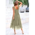 thumbnail image 3 of PRETTYGARDEN Women's Midi Tulle Dress Sleeveless Smocked Square Neck Ruffle Flowy Party Wedding Guest Sundress, 3 of 9