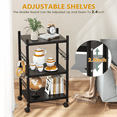 thumbnail image 2 of 3-Tier Kitchen Rolling Cart, Utility Shelf Microwave Stand Storage Cart, Kitchen Baker's Rack, 2 of 6