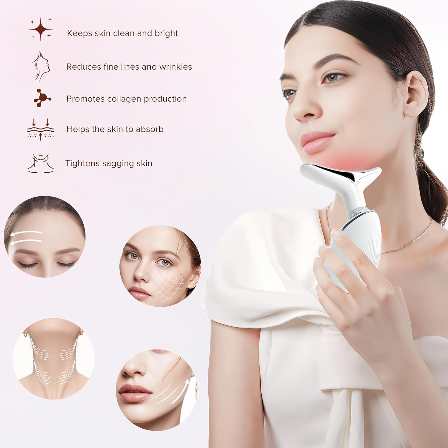Banral Facial Massager for Face and Neck,  Face Neck Massager for Skin Care,White
