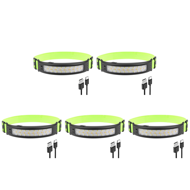 Faro delantero inteligente para acampada, 5 unidades, con Sensor de onda, para senderismo, pesca (LED)