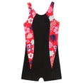 thumbnail image 3 of inhzoy Kids Girls Unisex Boyleg Swimsuit Sleeveless Floral Rashgurd Shirts Diving Shorty Wetsuit Black&Red 16, 3 of 5
