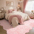 thumbnail image 2 of Moynesa 8'x10' Floral Scalloped Large Area Rugs for Living Room Vintage Distressed Pink Bedroom Rug, Washable Cottage Boho Accent Rug for Apartment Playroom Office Low Pile Non Slip, 2 of 11