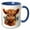 Blue/White, variant on 3drose, Cute Highland Cow with Blue Butterflies Illustration, 15oz Two-tone Blue Mug