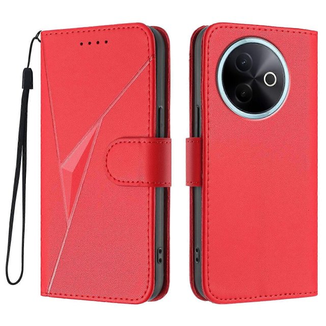 For vivo Y300i 5G vivo Y39 5G Case Triangle Imprint Leather Phone Cover with Lanyard - Golden