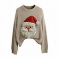 thumbnail image 6 of BODOAO Christmas Sweater for Women Retro Cute Santa Claus Graphic Long Sleeve Knitted Crew Neck Xmas Pullover Tops Novelty Funny Creweck Knit Pullover Sweaters Holiday Party Graphic Sweatshirts, 6 of 6