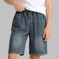 thumbnail image 2 of CAIXIA Boys Jean Shorts Wide Leg Stretch Denim Shorts Knee Length Elastic Wasit Jorts Soft Cotton Relaxed Fit School Bermuda Shorts Summer School Jean Bottom, 2 of 7