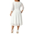 thumbnail image 4 of DARING DIVA Plus Size Floral Lace 3/4 Sleeves Pocket Cocktail Dress 1X White, 4 of 6
