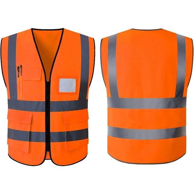 Chaleco de Seguridad Simonetta Vespetti con Tiras Reflectantes y Cierre, Talla L, 5 Piezas Naranja