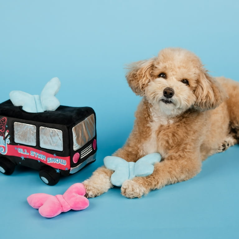 Doggy Parton Dog Toys Plush Dolly Tour Bus Hideaway Crinkle Pet Toy Black O S