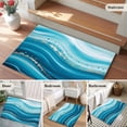 thumbnail image 5 of 2x3 Ft Entryway Area Rug, Teal Abstract Waves Kitchen Rug Runner Washable Floor Mat, Water Ripple Stripes Modern Non Slip Indoor Door Mat Throw Carpet for Bathroom Living Room Bedroom, 5 of 8