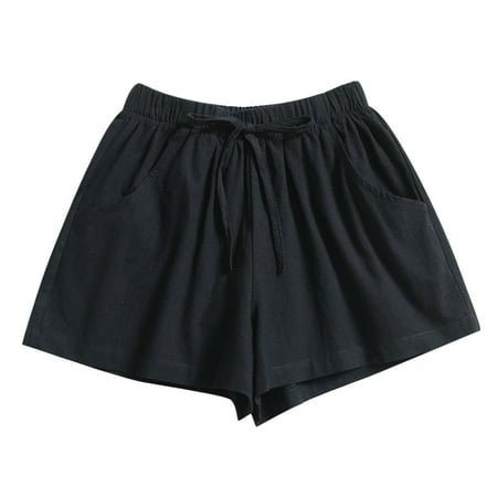 

MIARHB pajamas for women sale Summer Pants Women Drawstring Solid Summer Casual Beach Elastic Waist Pocketed Shorts