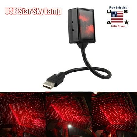 

USB Star Night Light Auto Roof Star Lights Portable Romantic Light for Bedroom Car Party Ceiling and More- Plug and Play (Blue & Red)