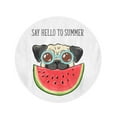thumbnail image 2 of SIDONKU 60 inch Round Beach Towel Blanket Say Hello to Summer Happy Vacation Pug Dog Travel Circle Circular Towels Mat Tapestry Beach Throw, 2 of 2