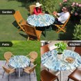 thumbnail image 4 of Blue Green Leaf Round Tablecloth for 55-60 Inch Tables, Fitted Table Cover with Elastic Edge, Summer Vintage Watercolor Plant Waterproof Outdoor Table Cloth Protector for Patio Garden Dinner Picnic, 4 of 9