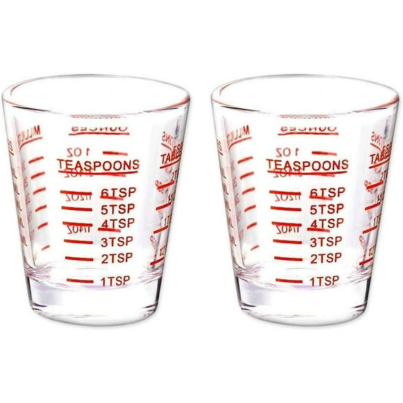 Shot Glasses Measuring Cup 2 count Liquid Heavy Glass 30 Milliliter Scaled Measuring Glass for Liquid
