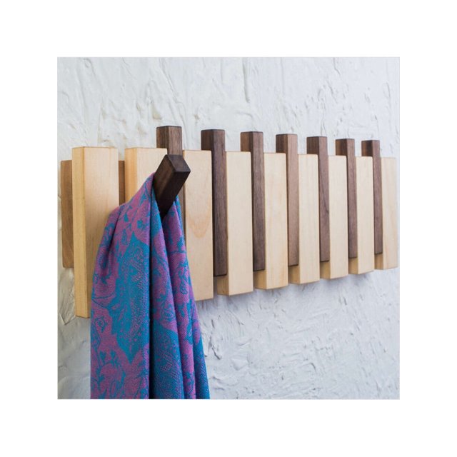 Wood Hanger w/ Flip-Down hookss Wall Mounted Clothes Rack Coat Hanger